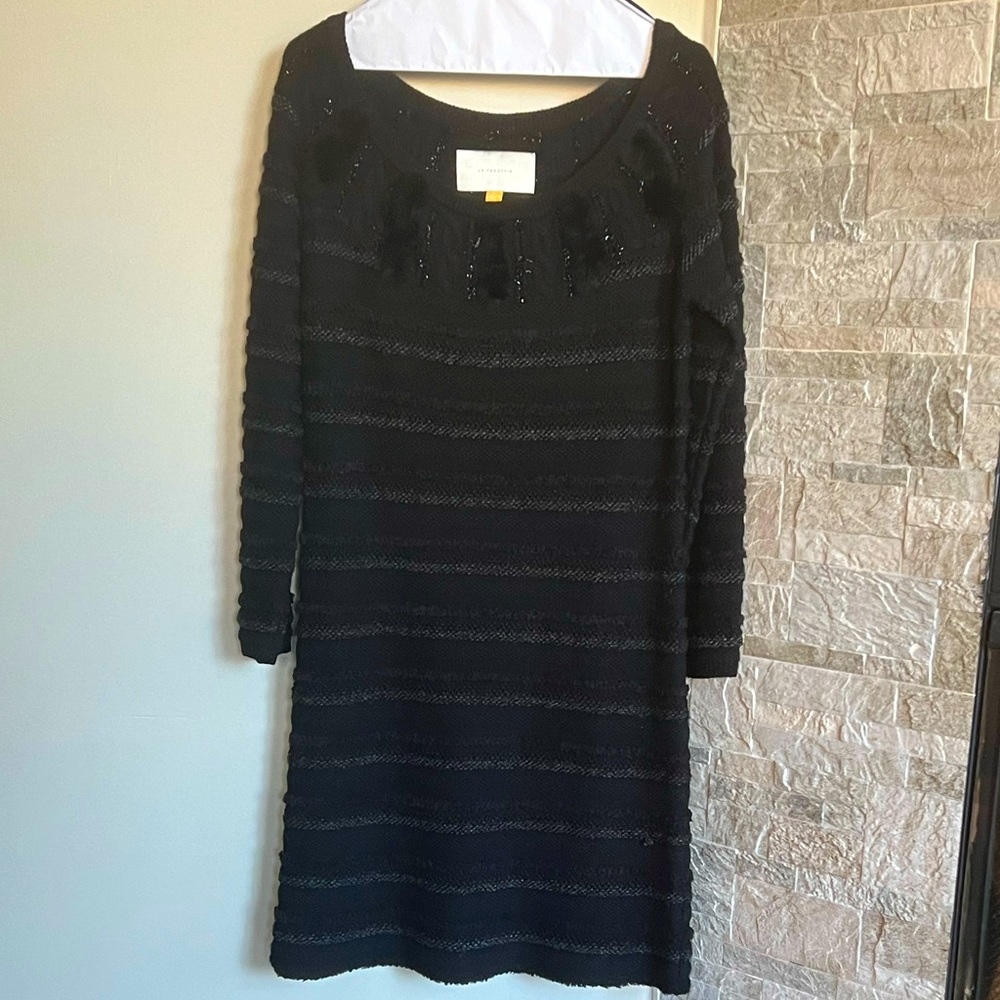 Leifdottir Wool Sweater Dress Black Color, Size M EUC
